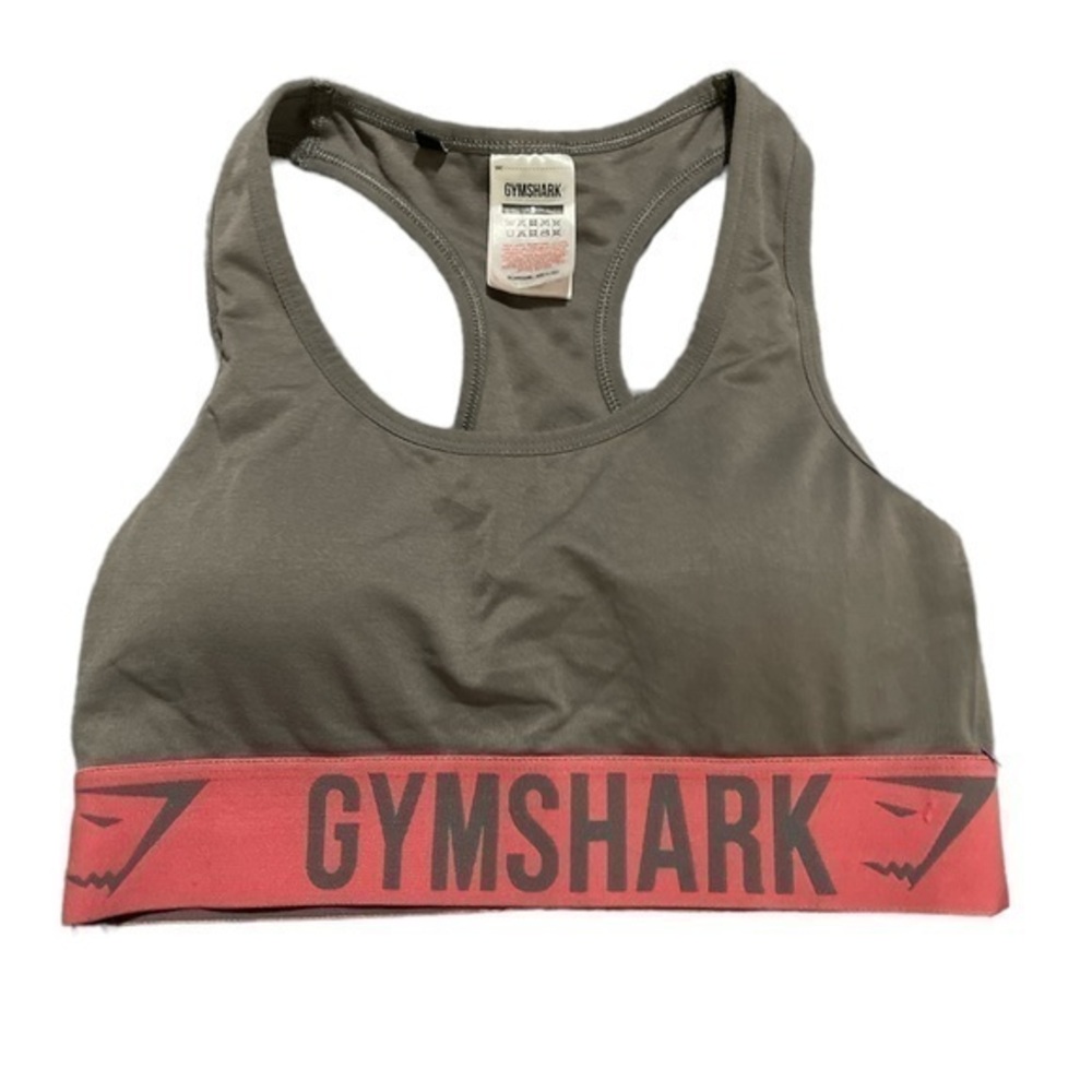 Gymshark Racerback Gray & Pink Padded Sports Bra Size Small EUC #0863-AT